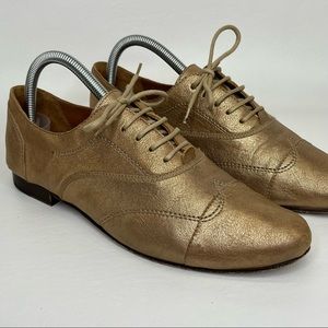 Lanvin Metallic Gold Lambskin Oxfords